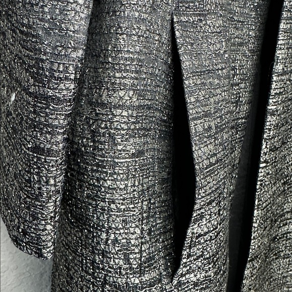 Eileen Fisher Women's Grey and Silver Silk Blend Jacquard Duster Jacket Size M - Picture 6 of 15